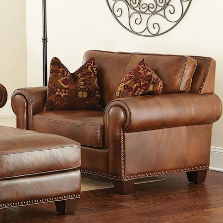 Traditional Chair and a Half with Nailhead Trim